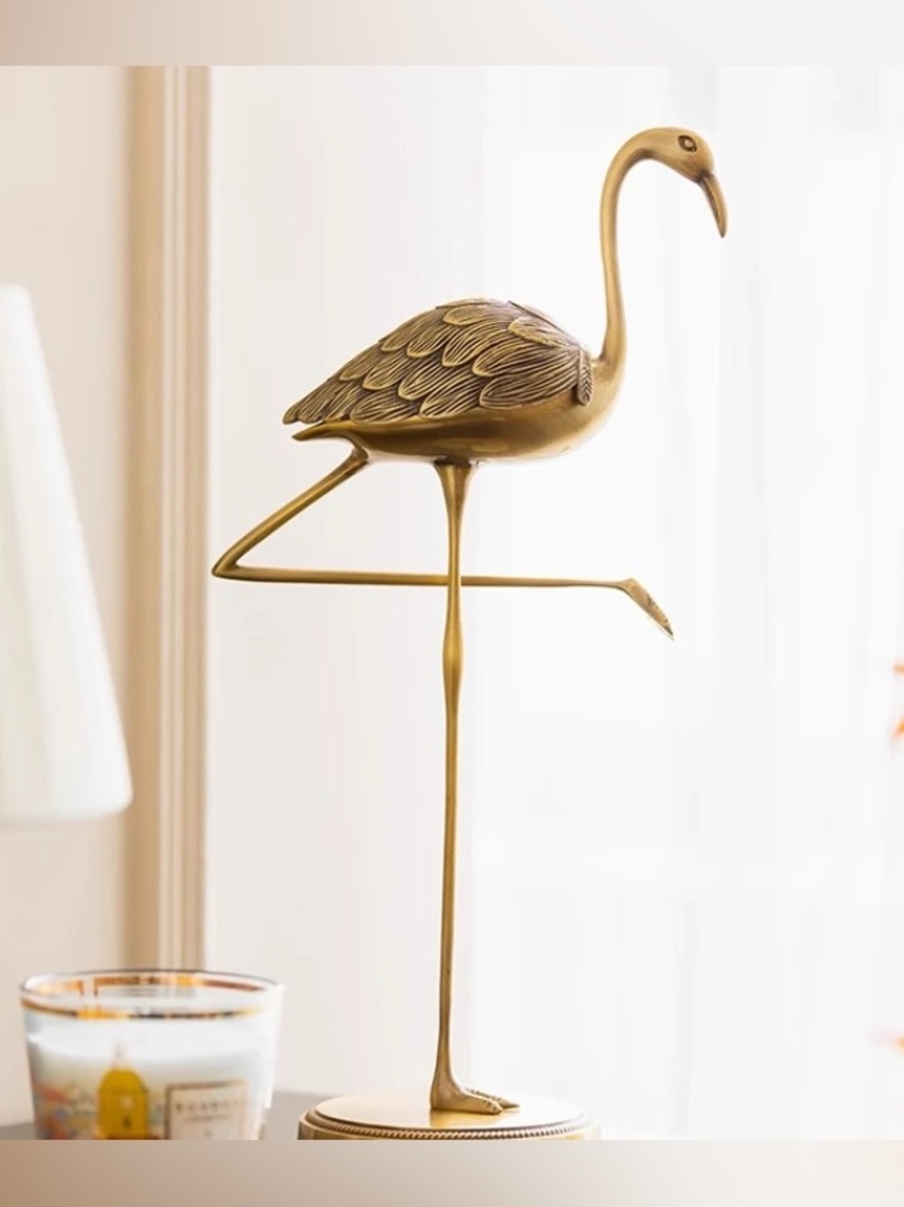 Brass flamingo decor
